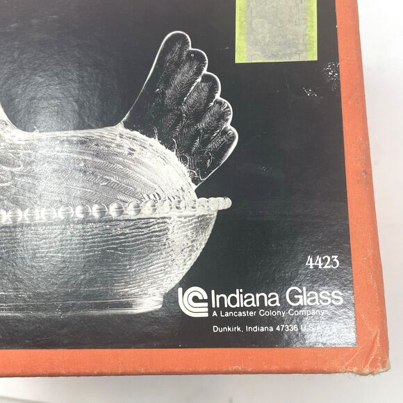 Vintage Indiana Clear Glass Hen Chicken on Nest Candy Dish With Original Box - Picture 14 of 15